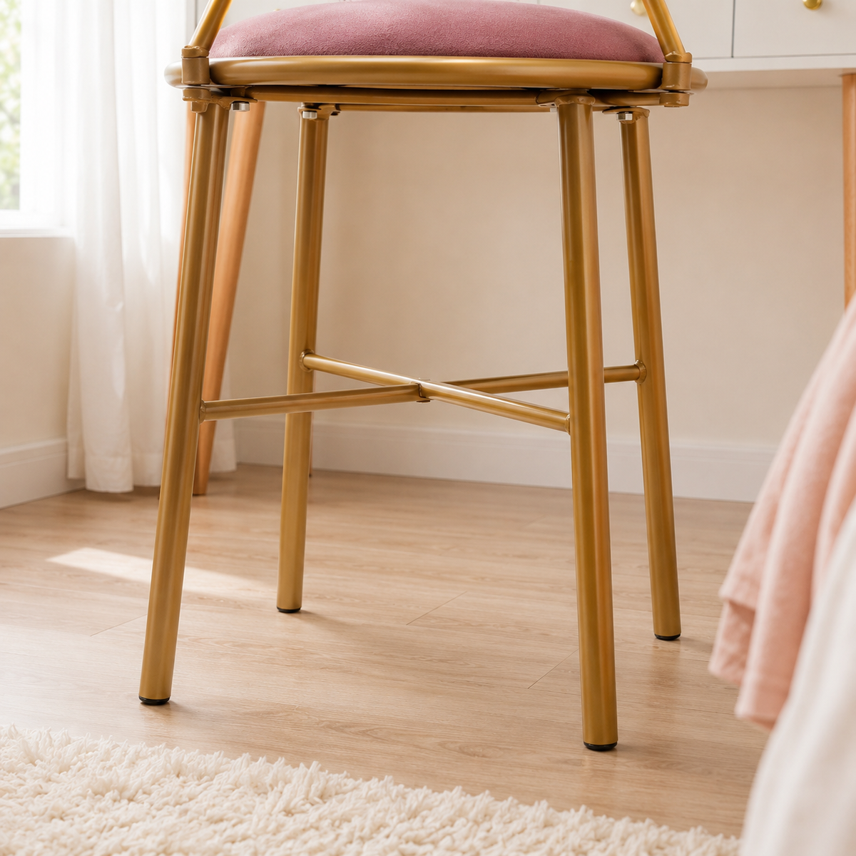 Gold Butterfly-Back Velvet Vanity Chair