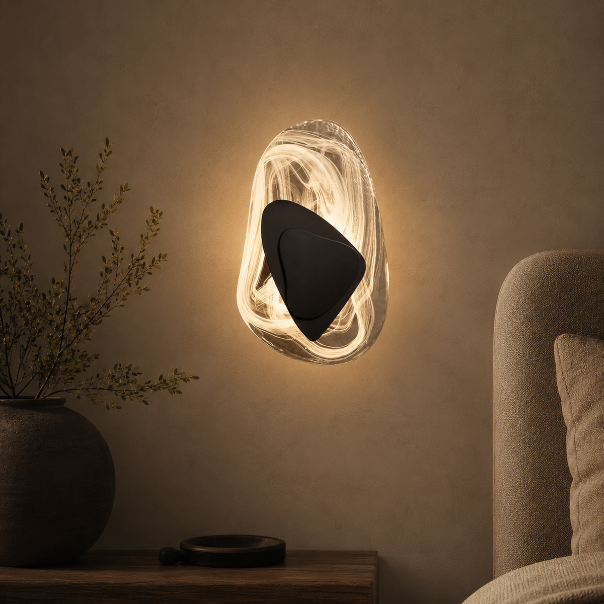 Wabi-Sabi Pebble Glass Wall Sconce