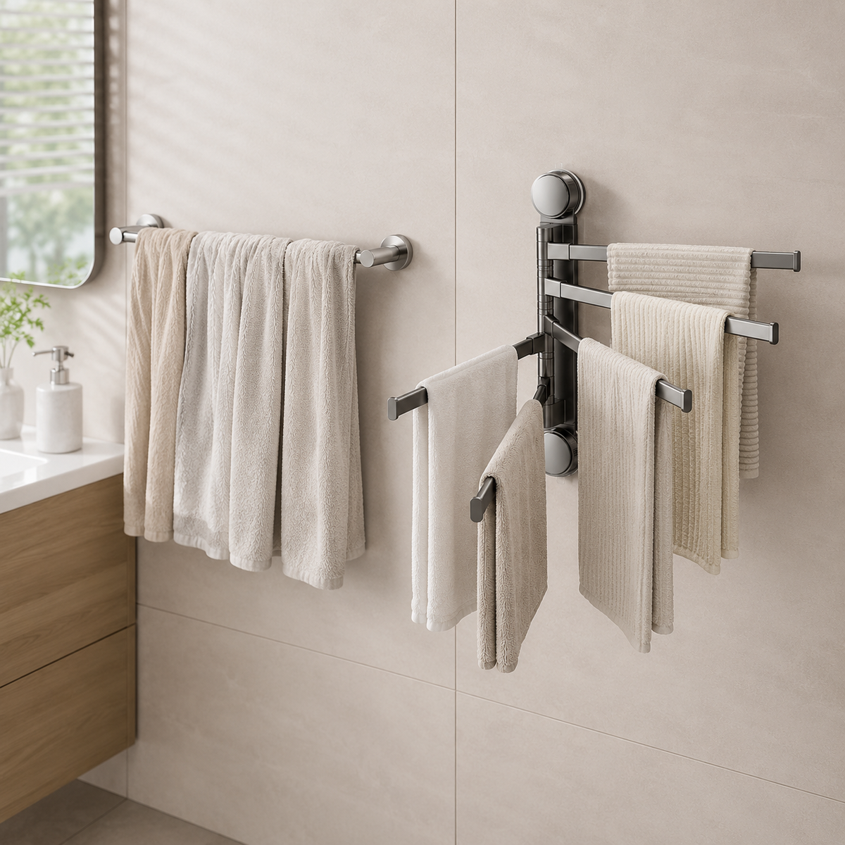 Rotating Suction-Cup Towel Rack