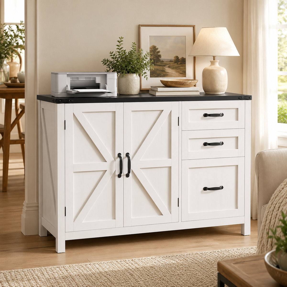 Farmhouse Barn Door File Cabinet