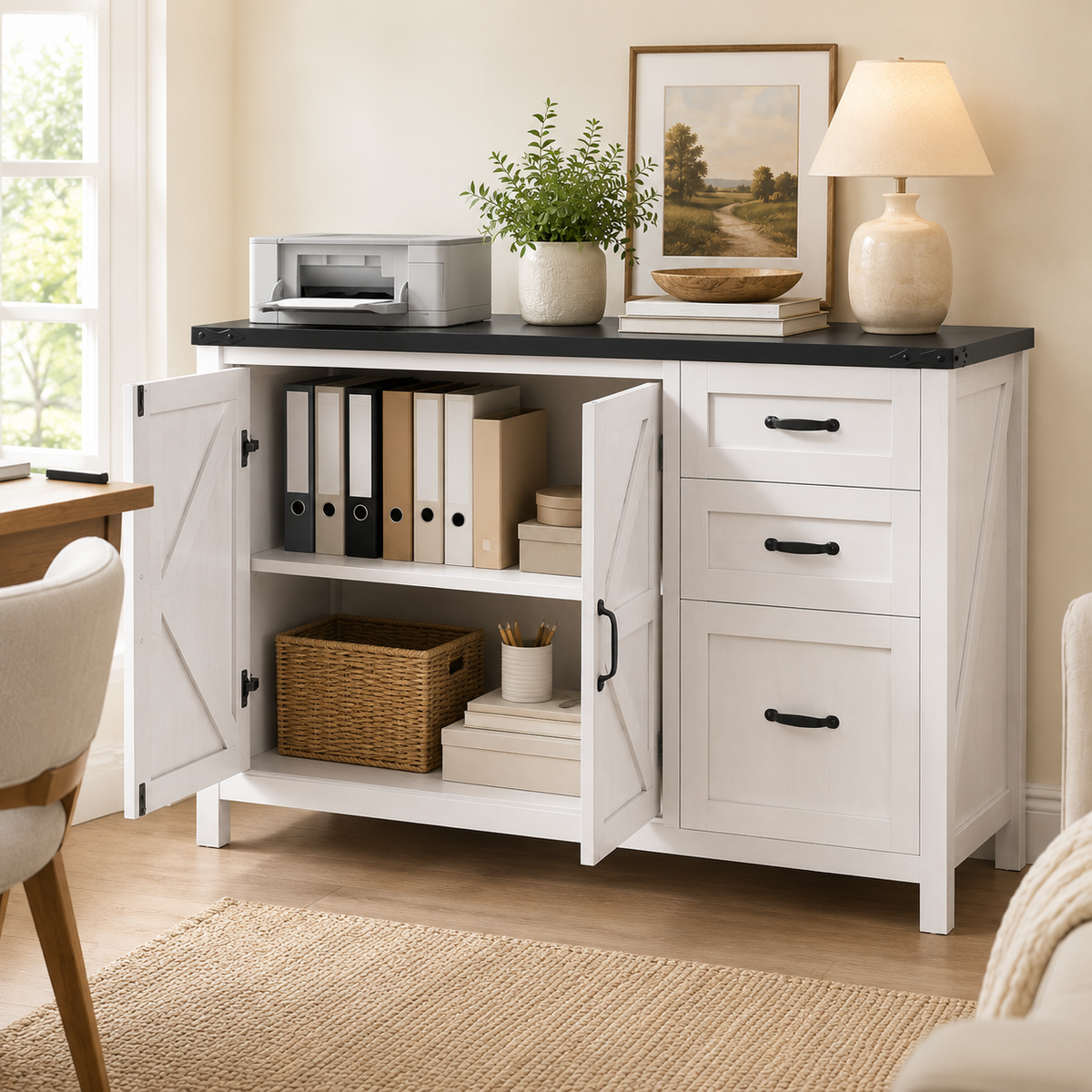 Farmhouse Barn Door File Cabinet