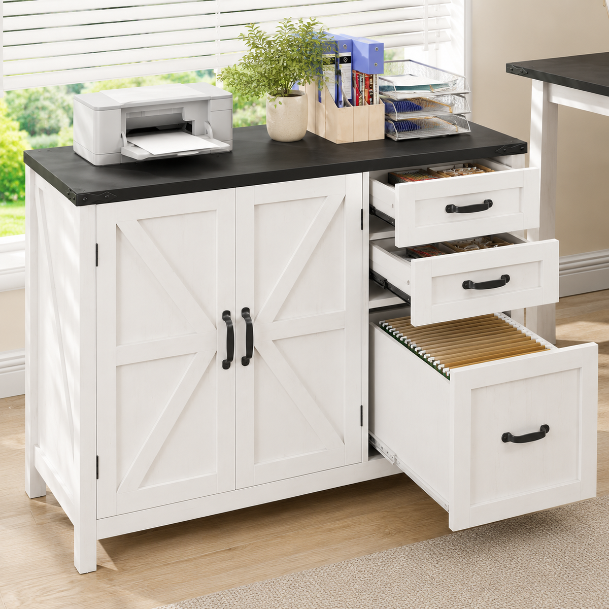 Farmhouse Barn Door File Cabinet