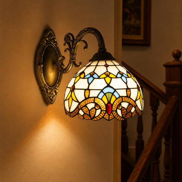 Tiffany-Style Stained Glass Wall Lamp
