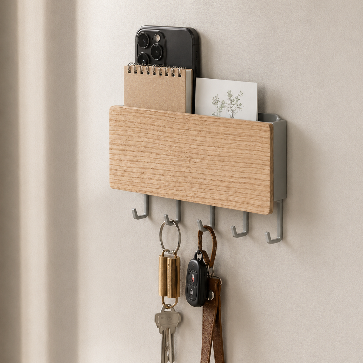 Wood-Front Key Rack with Mail Pocket — product photo 2