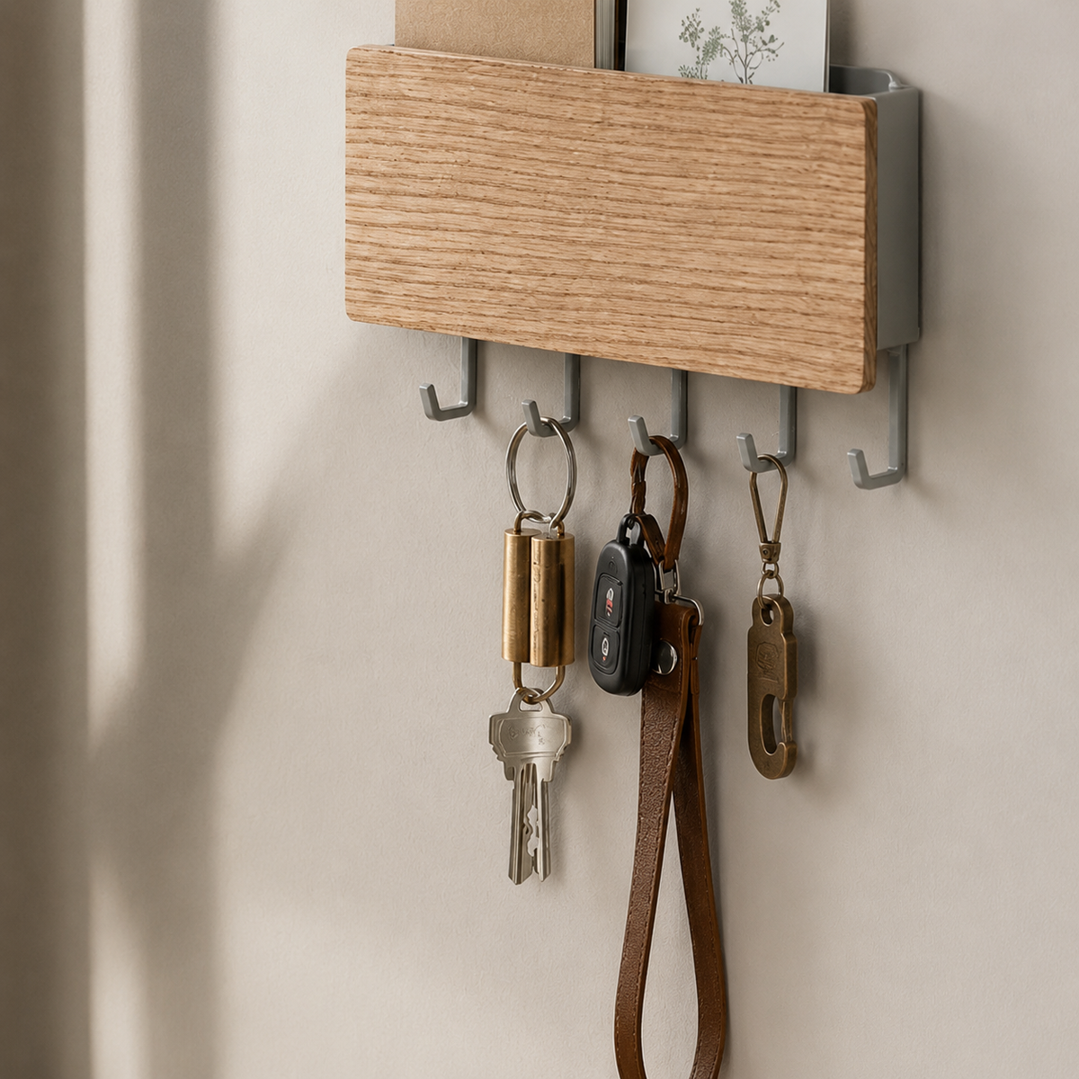 Wood-Front Key Rack with Mail Pocket — product photo 3