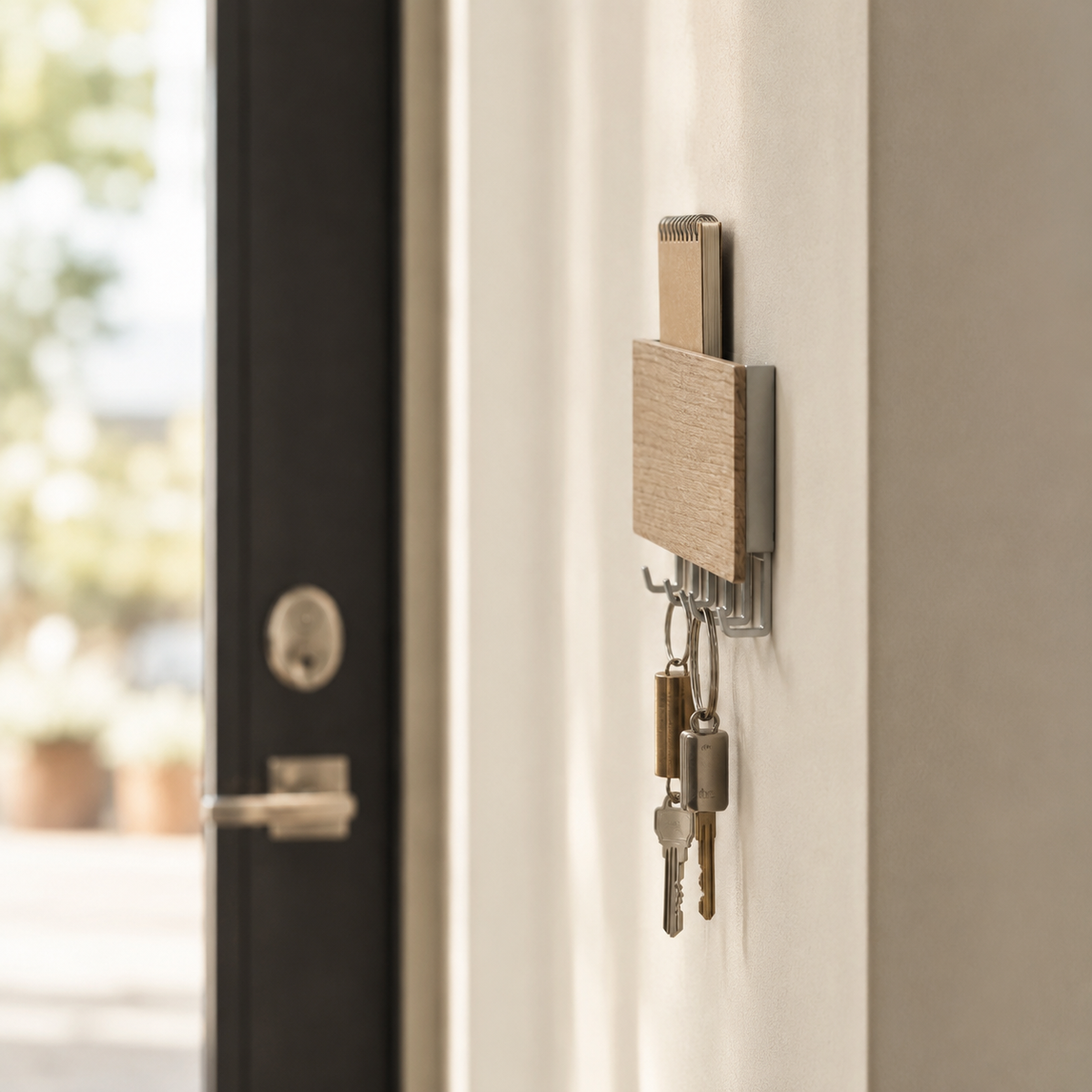 Wood-Front Key Rack with Mail Pocket — product photo 5
