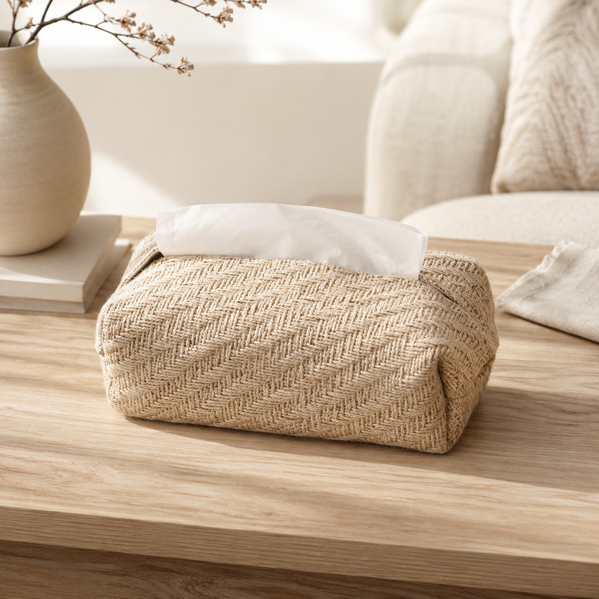 Jute Tissue Box Cover
