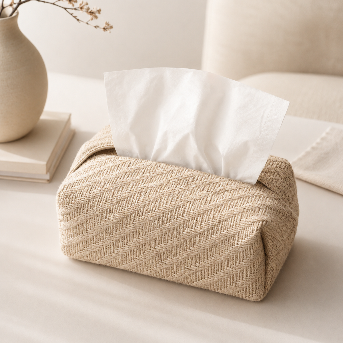 Jute Tissue Box Cover