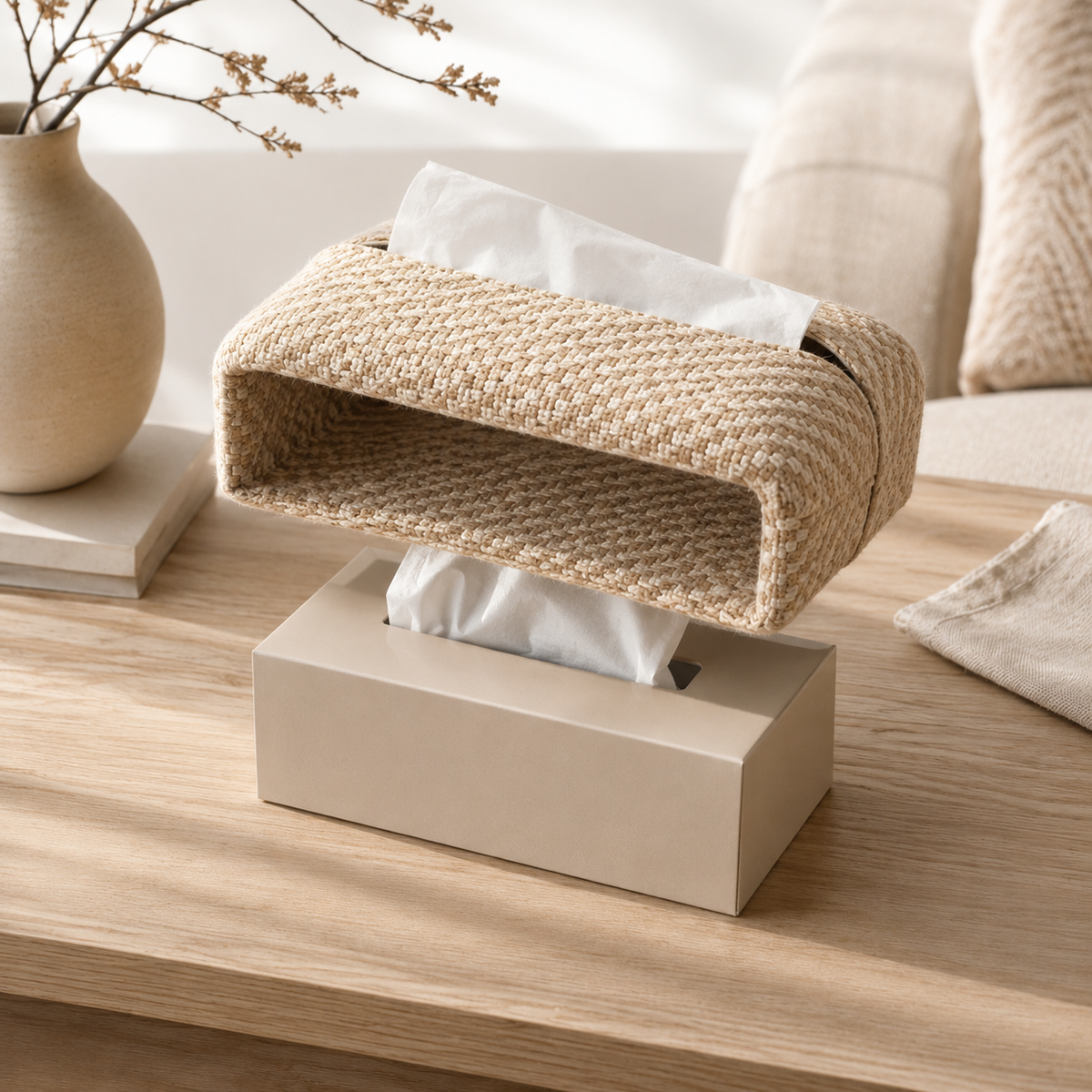 Jute Tissue Box Cover