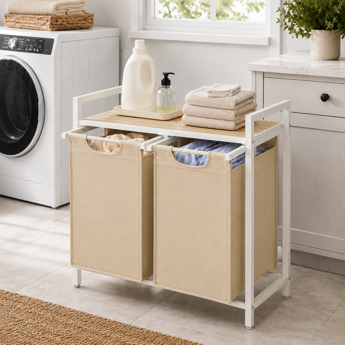 2-Bag Laundry Sorter with Frame