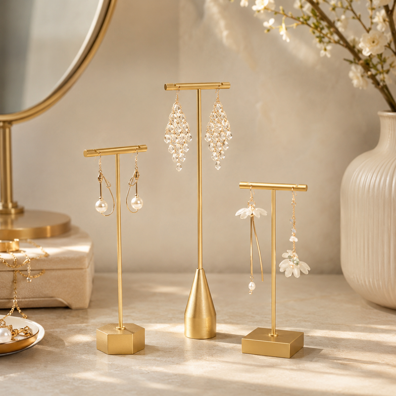 Gold T-Bar Earring Display Stand