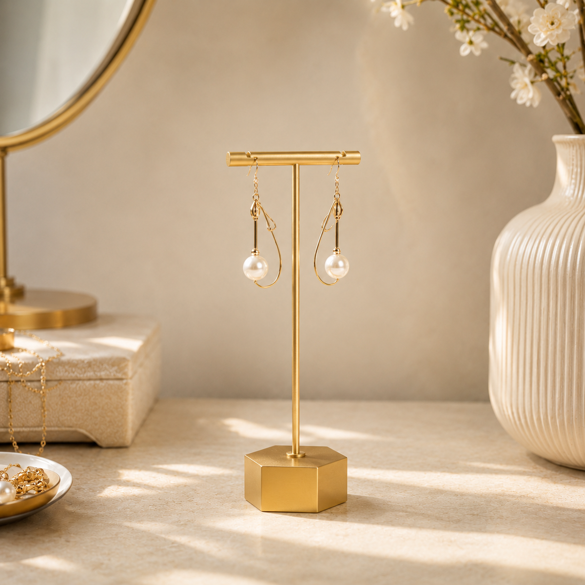 Gold T-Bar Earring Display Stand