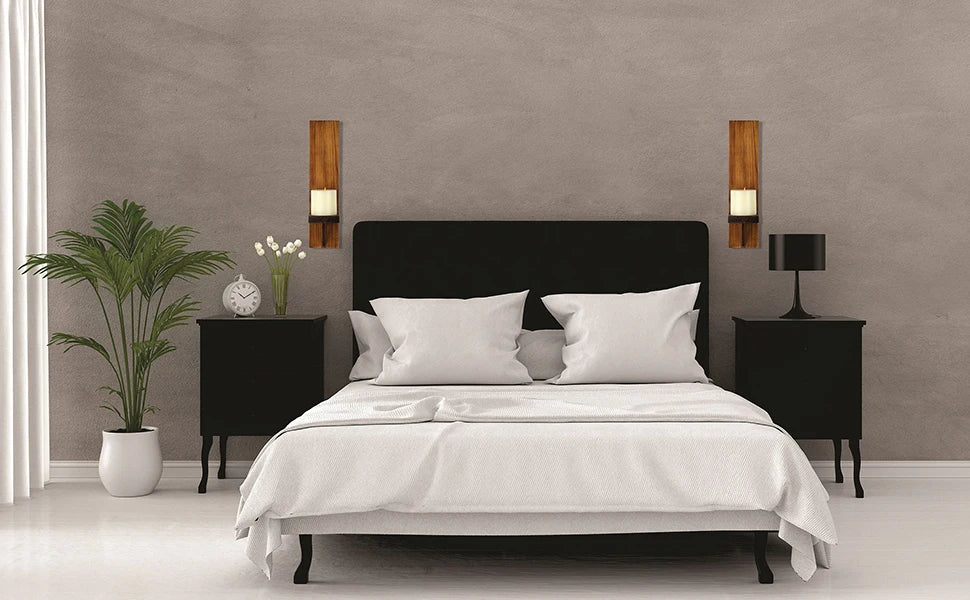 Rustic Wood Pillar Candle Wall Sconces, Set of 2