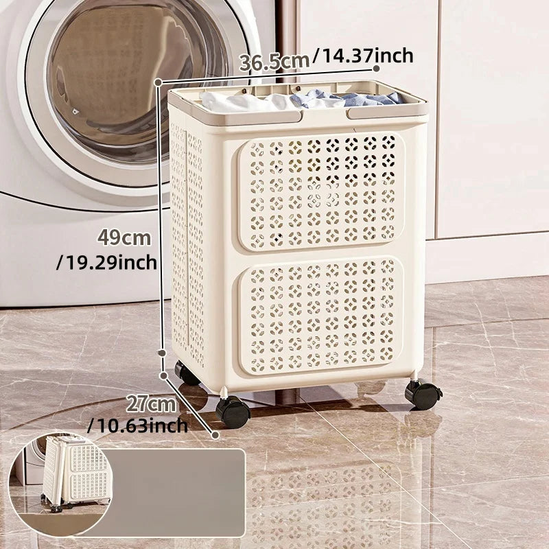 Foldable Rolling Laundry Basket