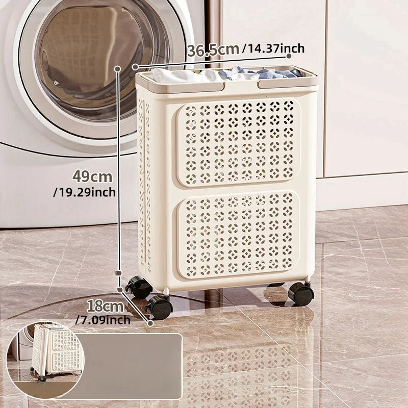 Foldable Rolling Laundry Basket