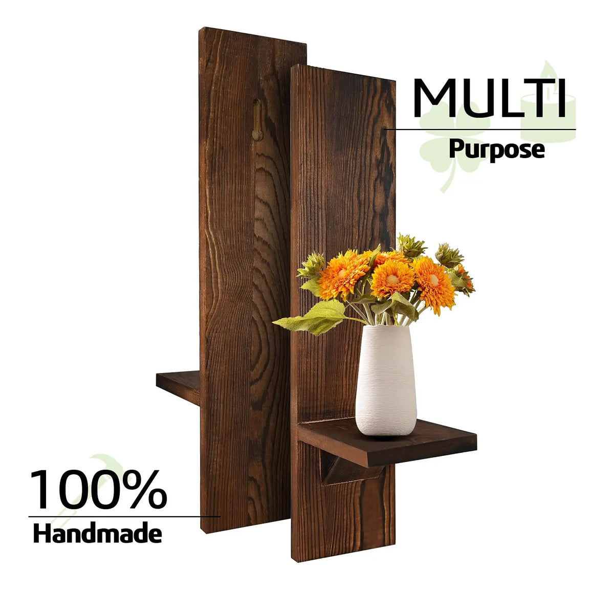 Rustic Wood Pillar Candle Wall Sconces, Set of 2