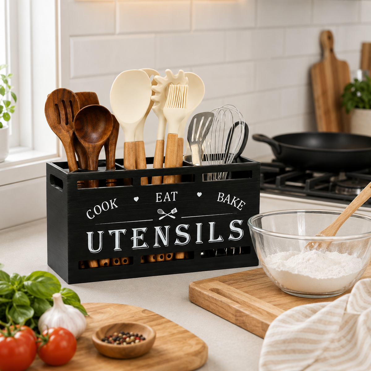 Wooden Utensil Caddy — product photo 2