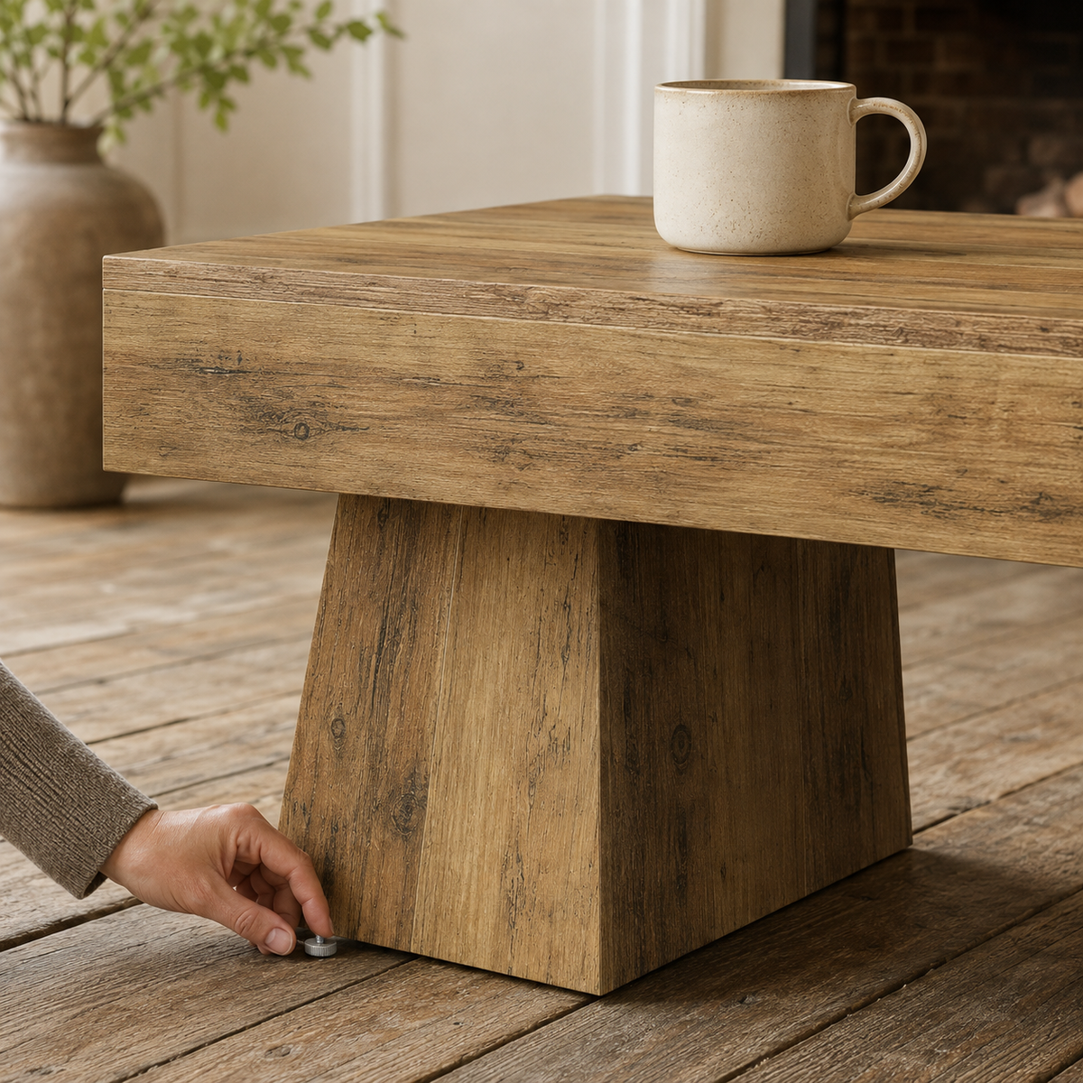 Chunky Double-Pedestal Coffee Table