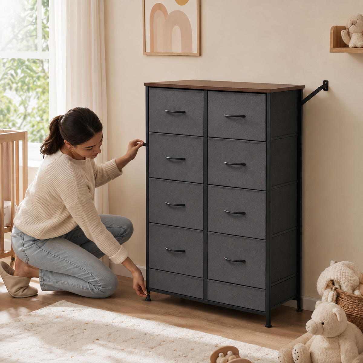Tall 8-Drawer Fabric Storage Tower