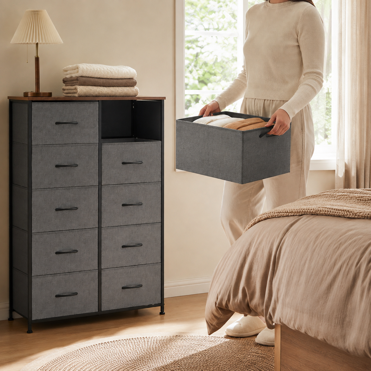 Tall 8-Drawer Fabric Storage Tower