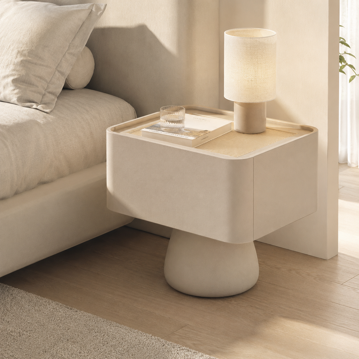 Upholstered Pedestal Nightstand
