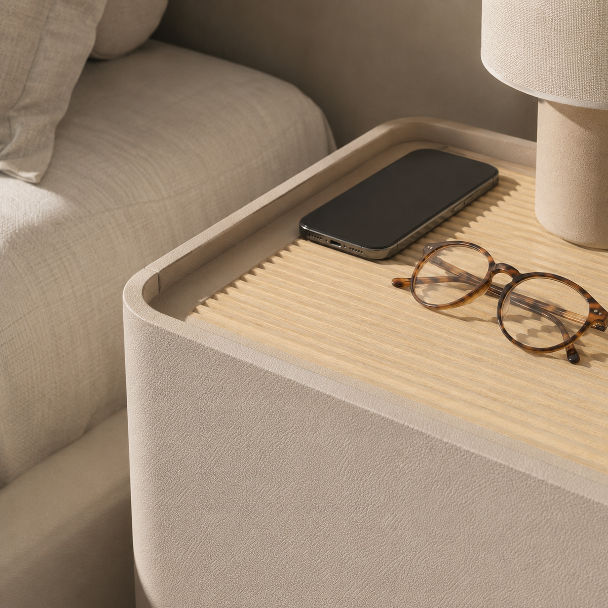 Upholstered Pedestal Nightstand