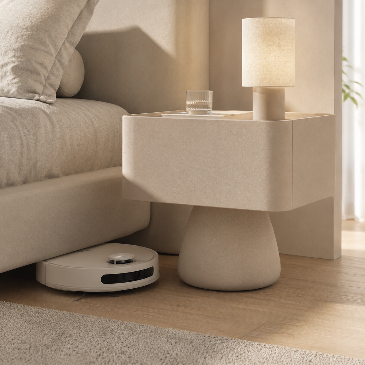 Upholstered Pedestal Nightstand