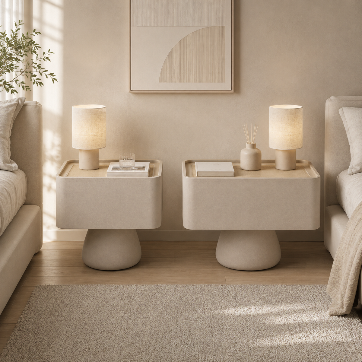 Upholstered Pedestal Nightstand