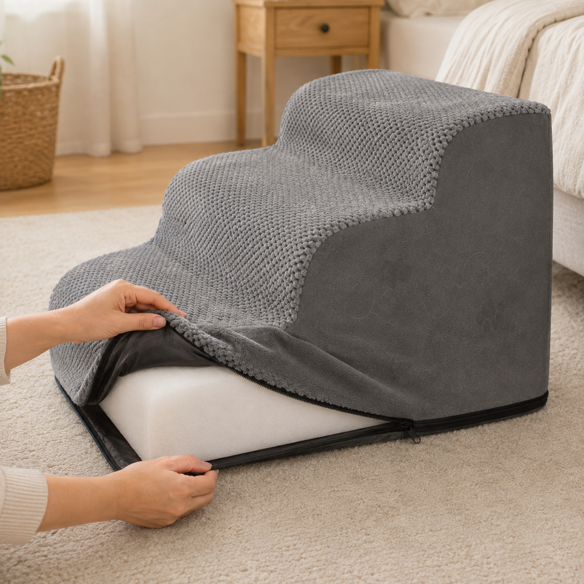 Foam Pet Stairs with Removable Cover