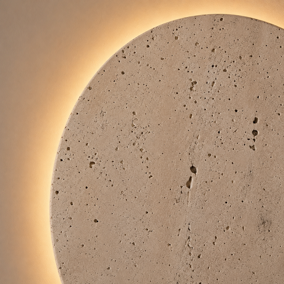 Backlit Travertine Disc Wall Sconce