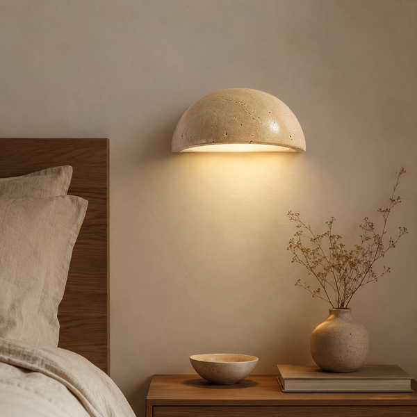 Half-Moon Travertine Wall Sconce