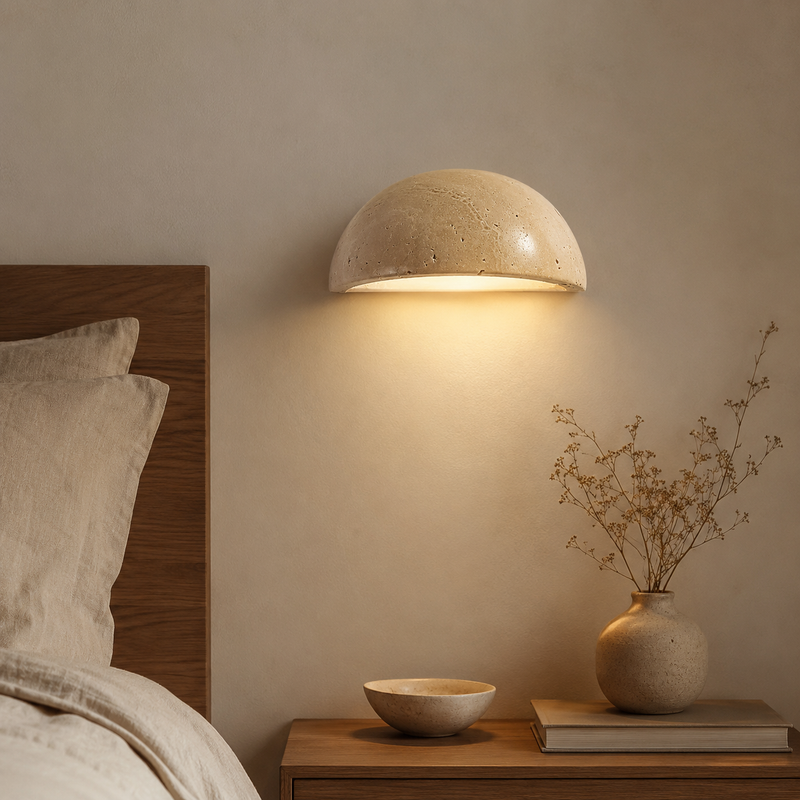 Half-Moon Travertine Wall Sconce