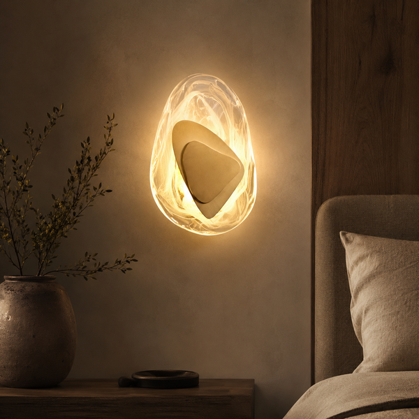 Wabi-Sabi Pebble Glass Wall Sconce