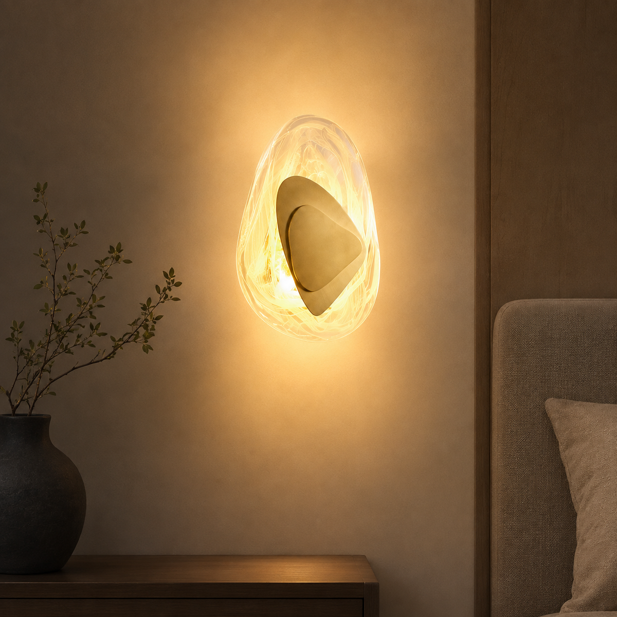 Wabi-Sabi Pebble Glass Wall Sconce