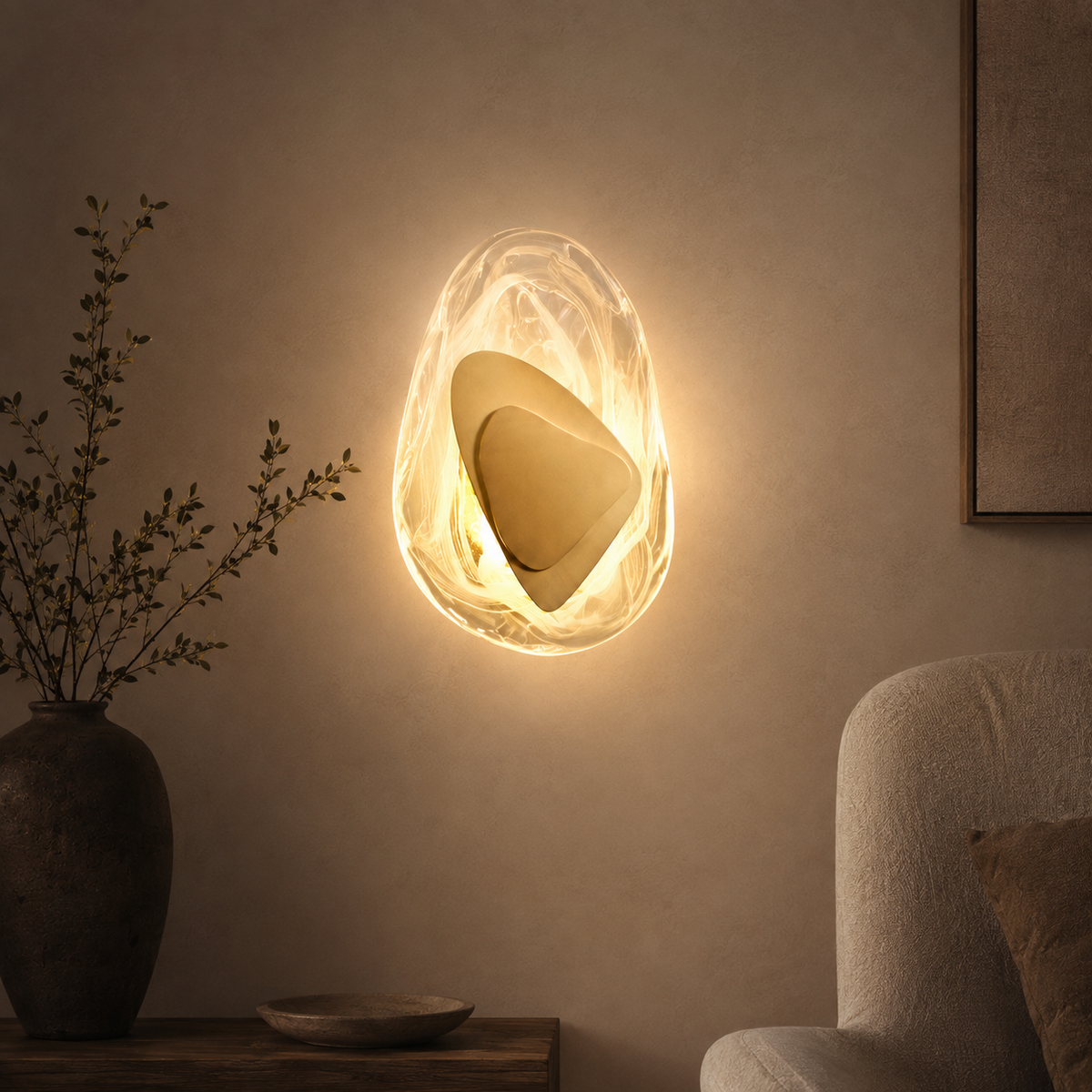 Wabi-Sabi Pebble Glass Wall Sconce
