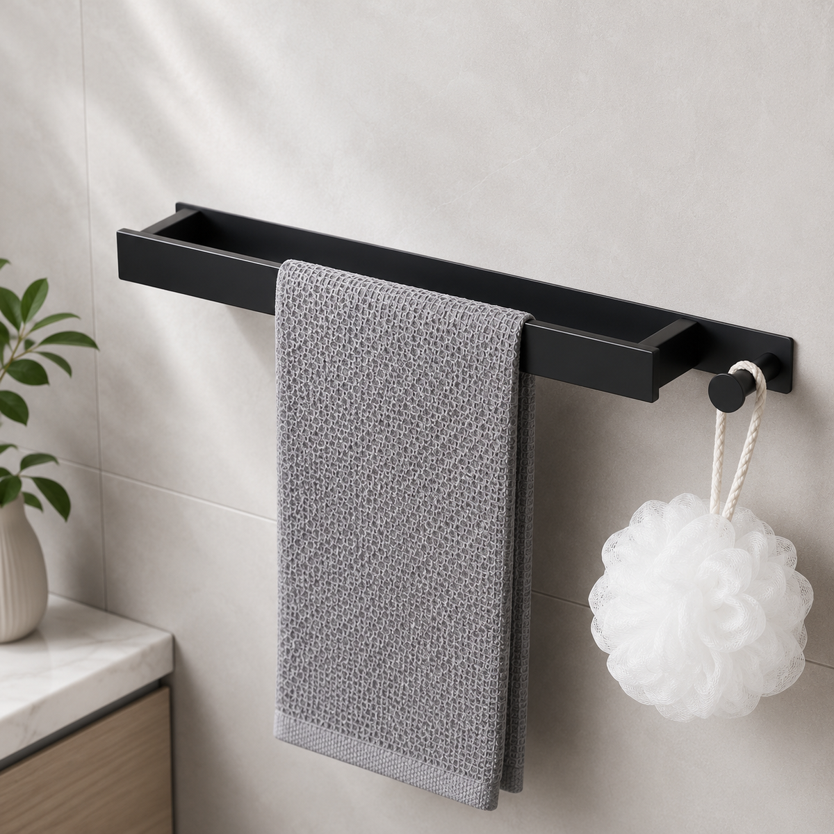 Self-Adhesive Towel Bar with Hook