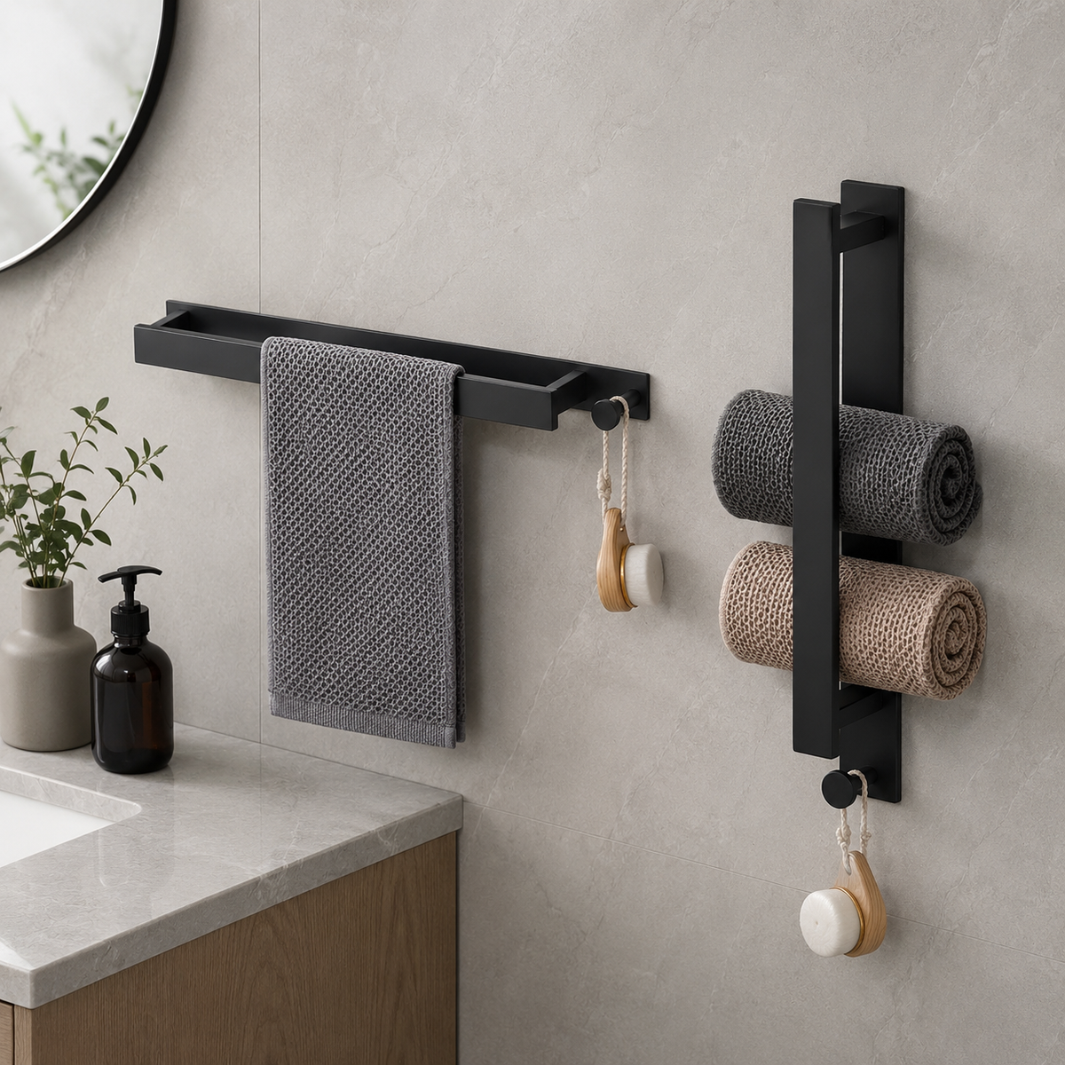 Self-Adhesive Towel Bar with Hook