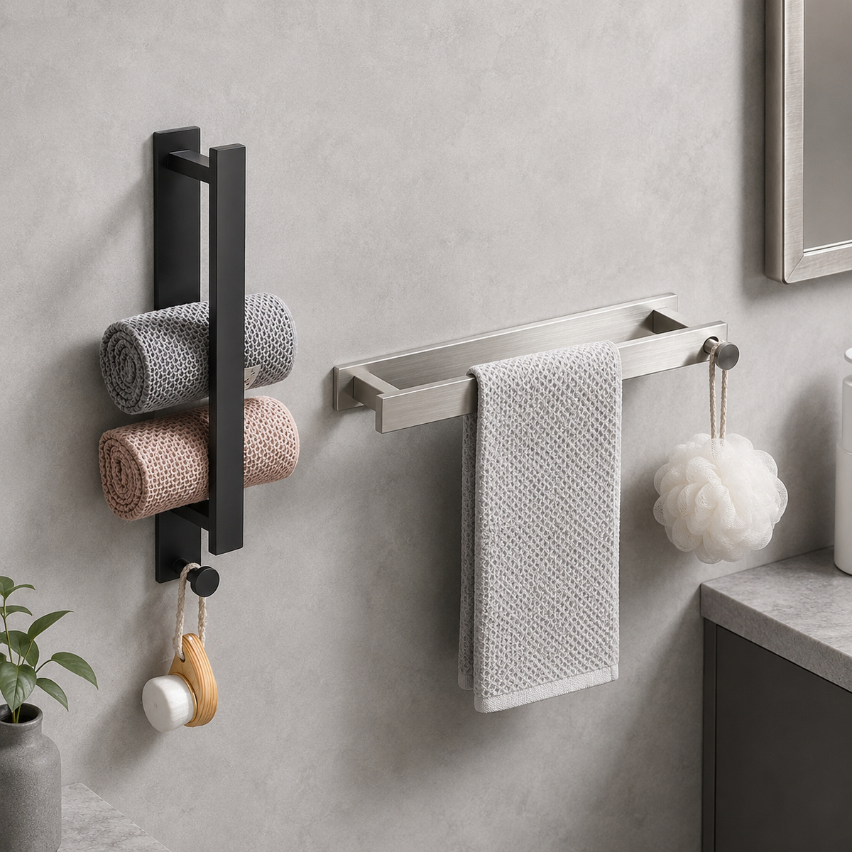 Self-Adhesive Towel Bar with Hook