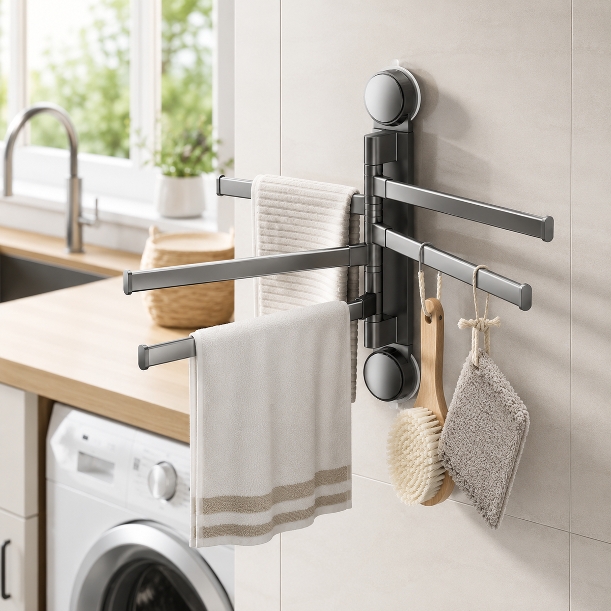 Rotating Suction-Cup Towel Rack