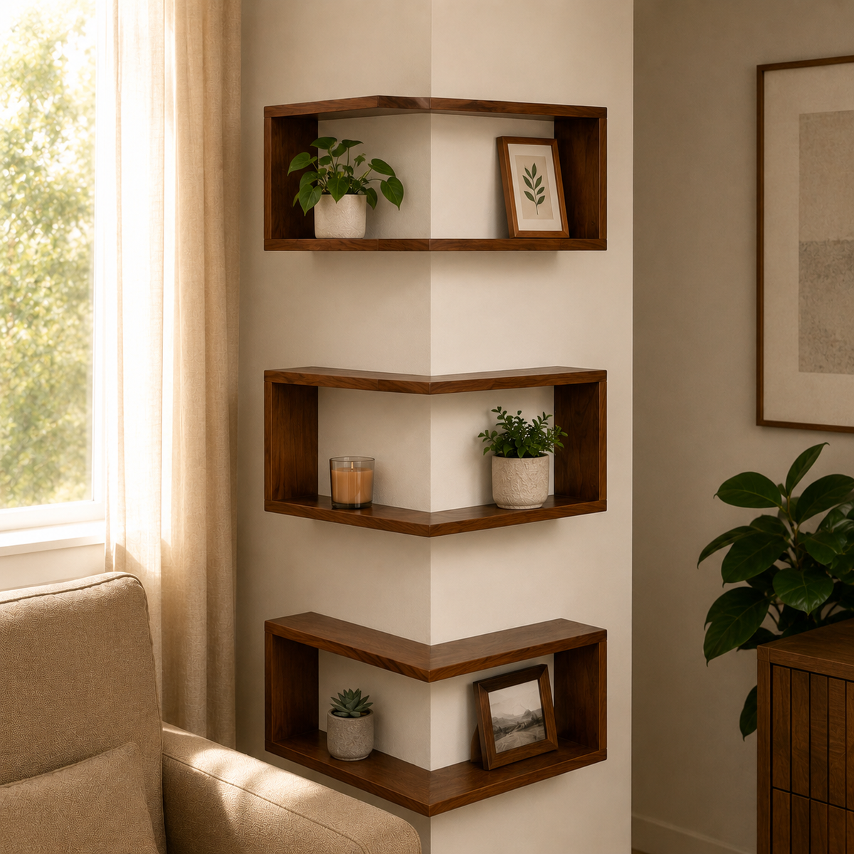 Wraparound Corner Floating Shelf