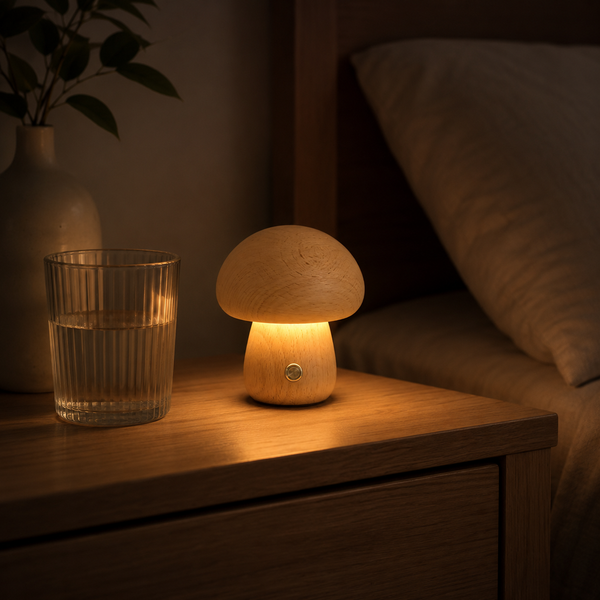 Rechargeable Wooden Mushroom Night Light