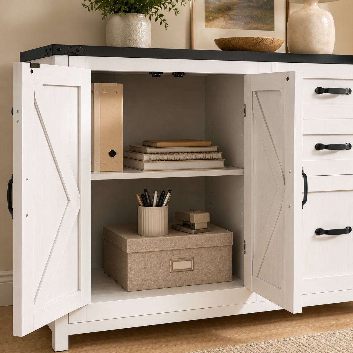 Farmhouse Barn Door File Cabinet