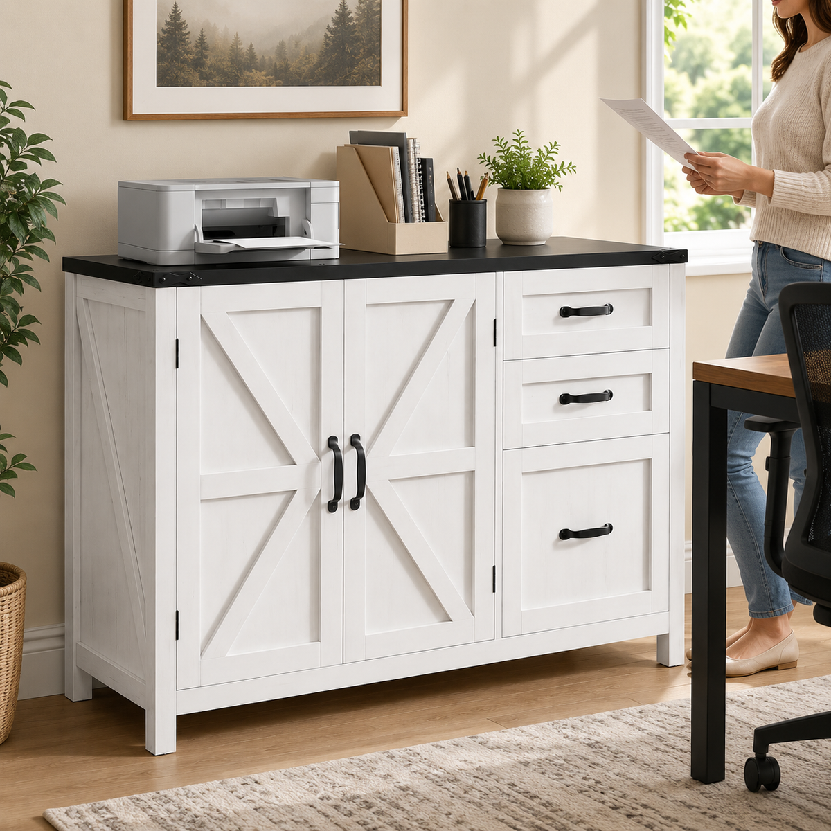 Farmhouse Barn Door File Cabinet