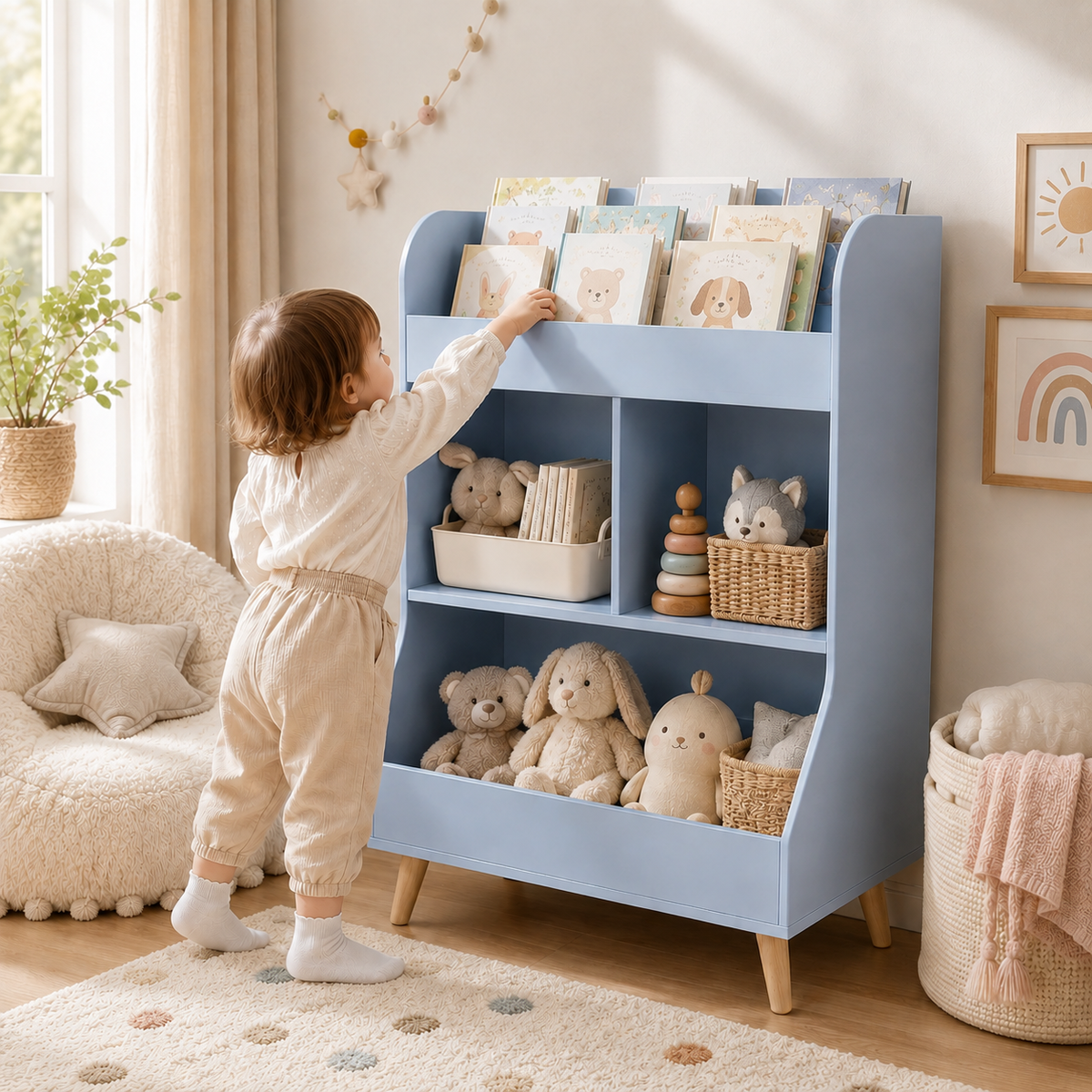 Kids' Bookshelf & Toy Storage Unit