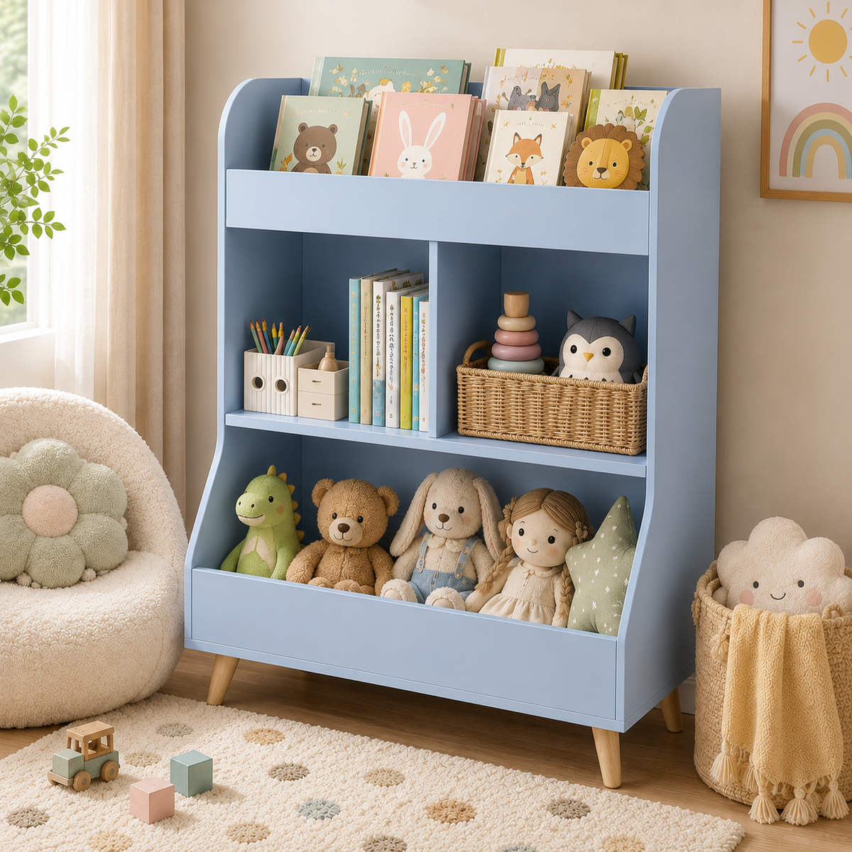 Kids' Bookshelf & Toy Storage Unit