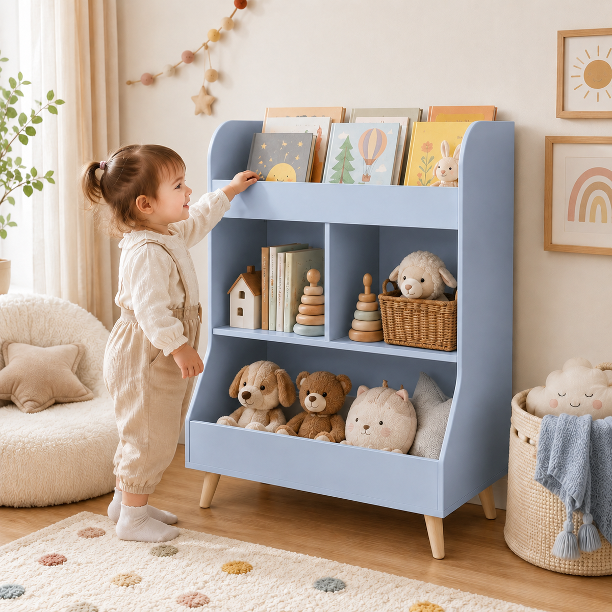 Kids' Bookshelf & Toy Storage Unit