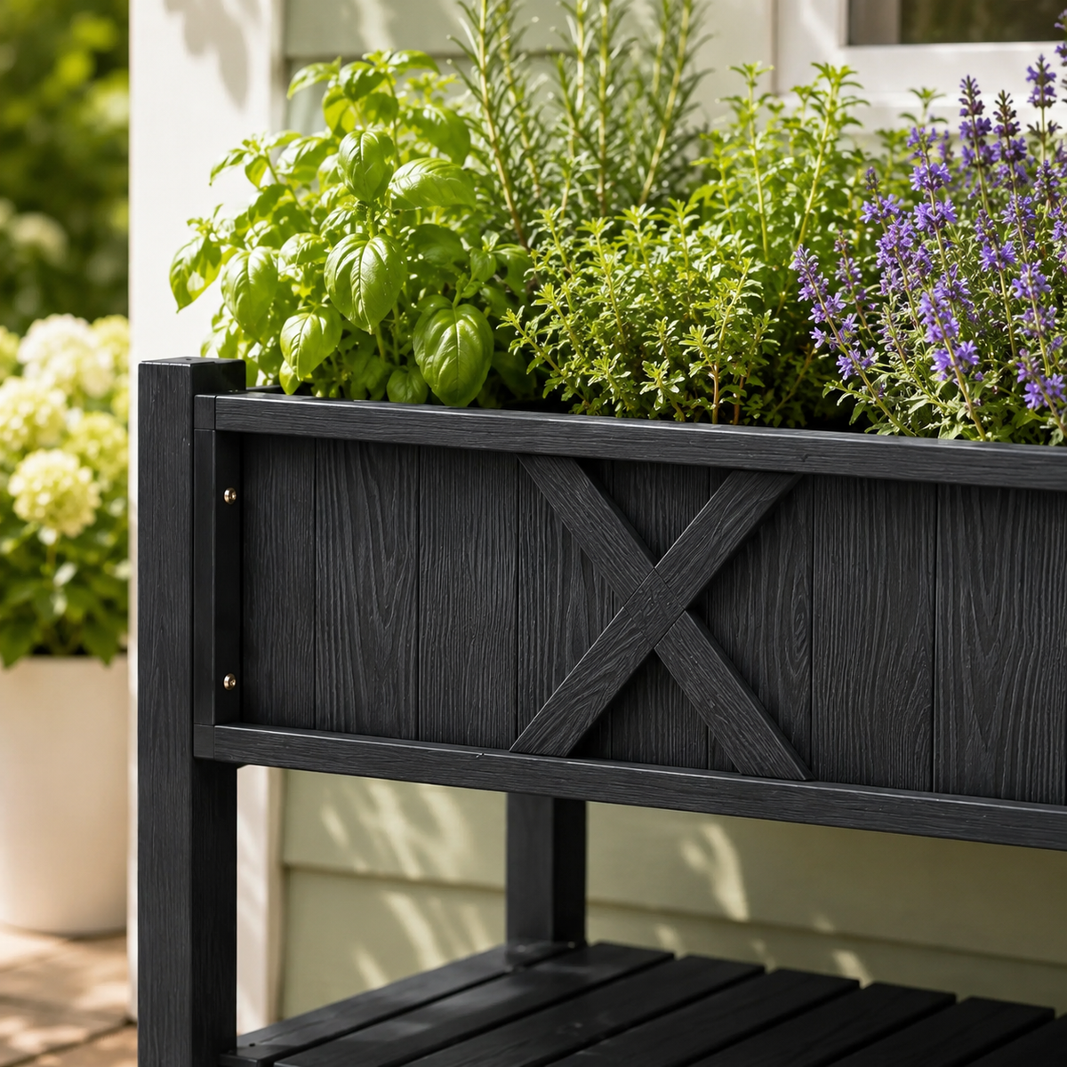 Elevated Garden Bed with Storage Shelf