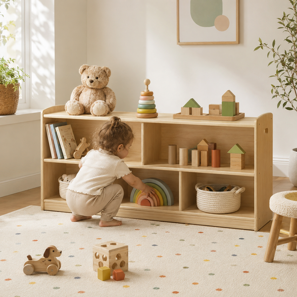 2-Tier Montessori Wood Toy Shelf