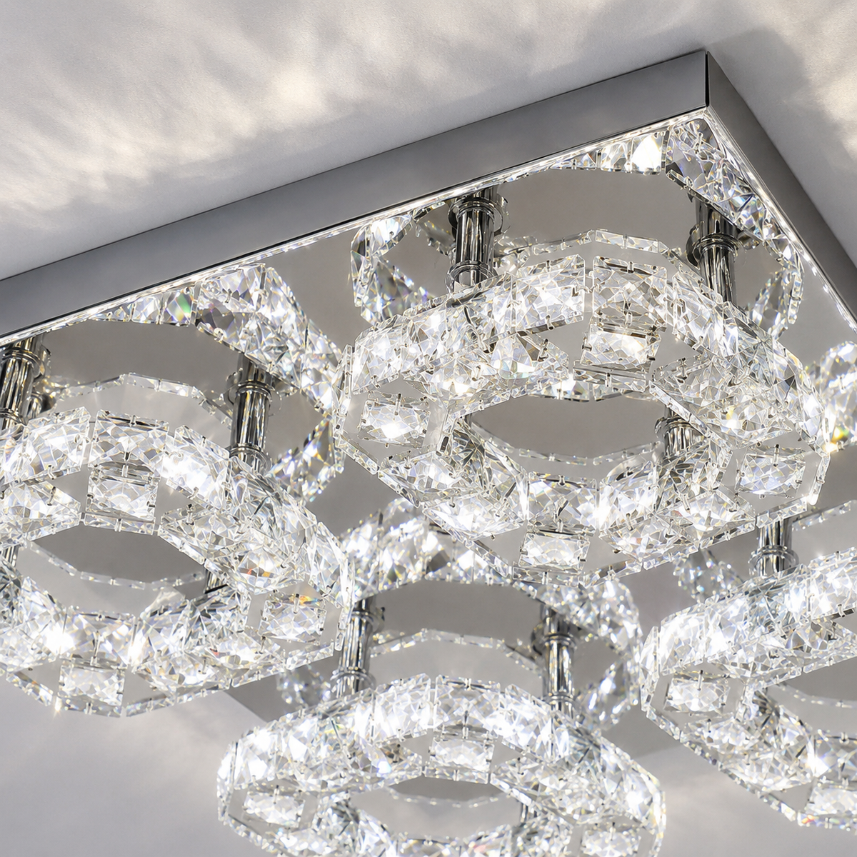 Crystal Flush Mount LED Ceiling Light with Remote
