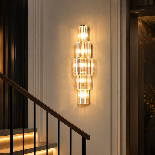 Tiered Crystal Column Wall Sconce